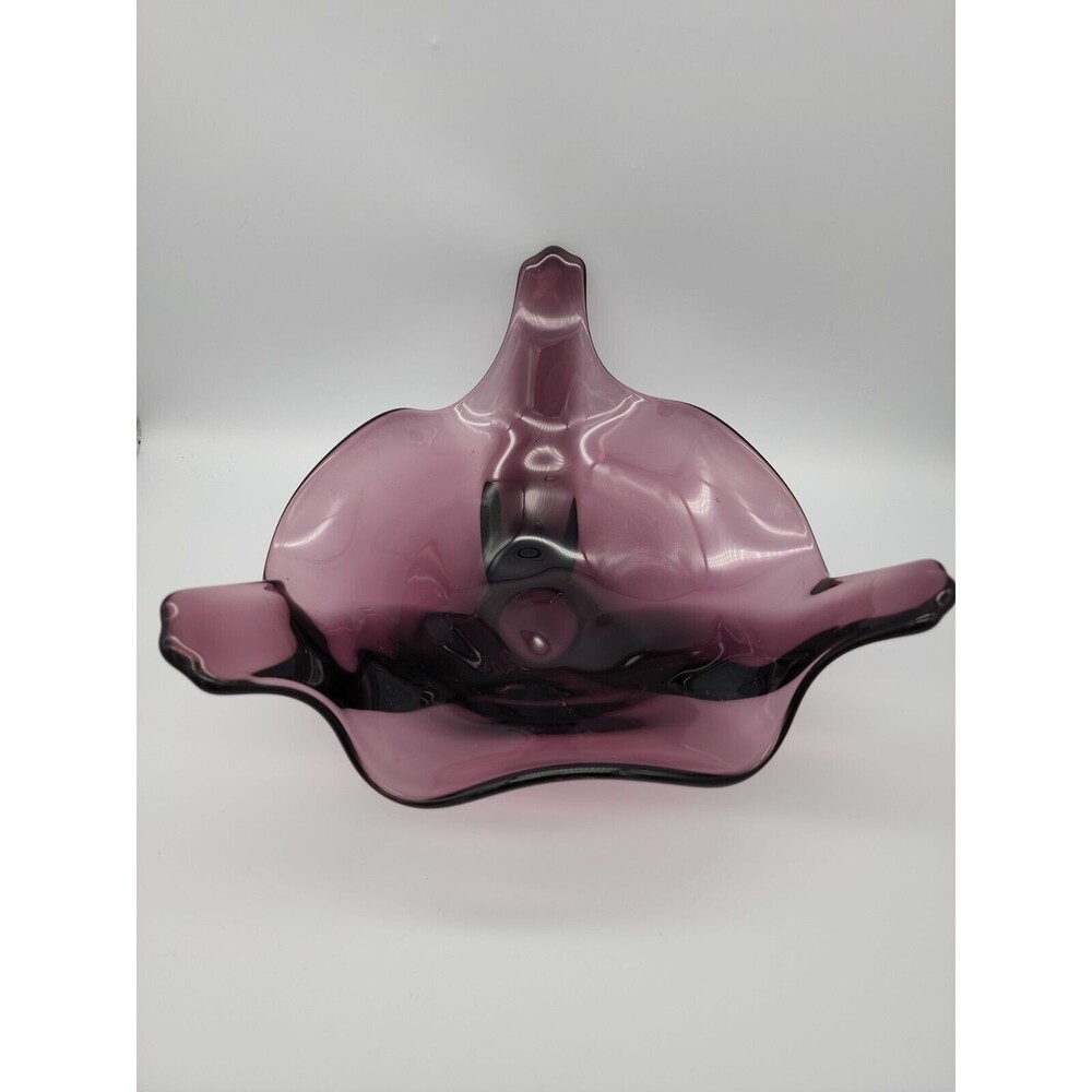 Amethyst Viking Glass Console Large Bowl Purple 3 Foil Form Blown Glass 12 x 6
